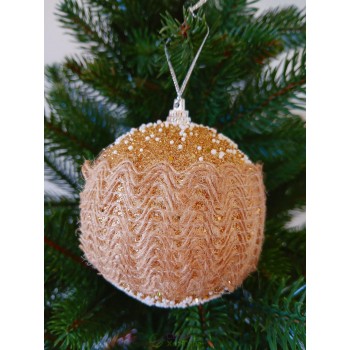 Новорічні кулі золоті в ажурній в'язці Ø80мм, ціна за набір 3 шт (SH255)